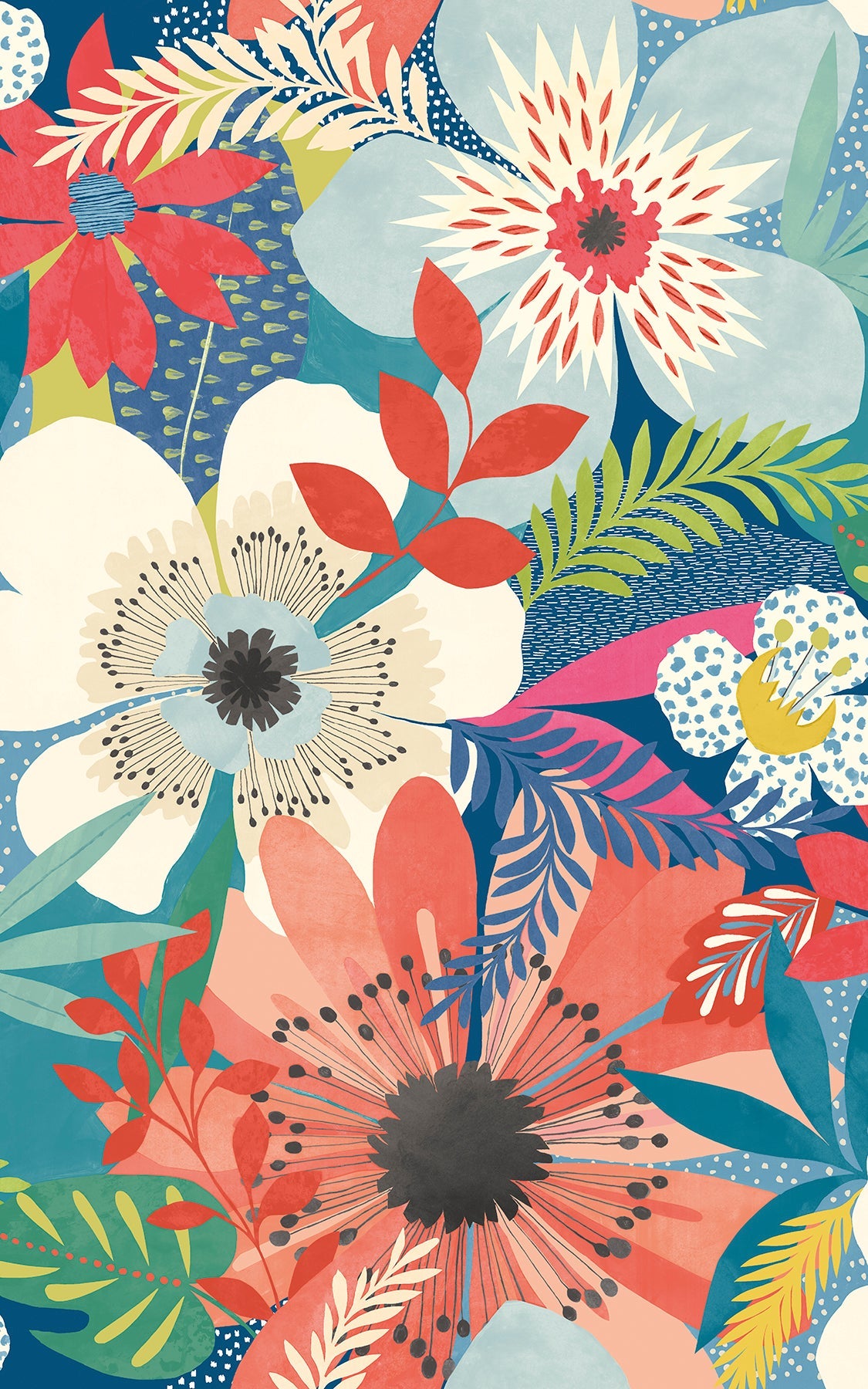 Ohpopsi CEP50104W Janis Indigo Floral Riot Wallpaper