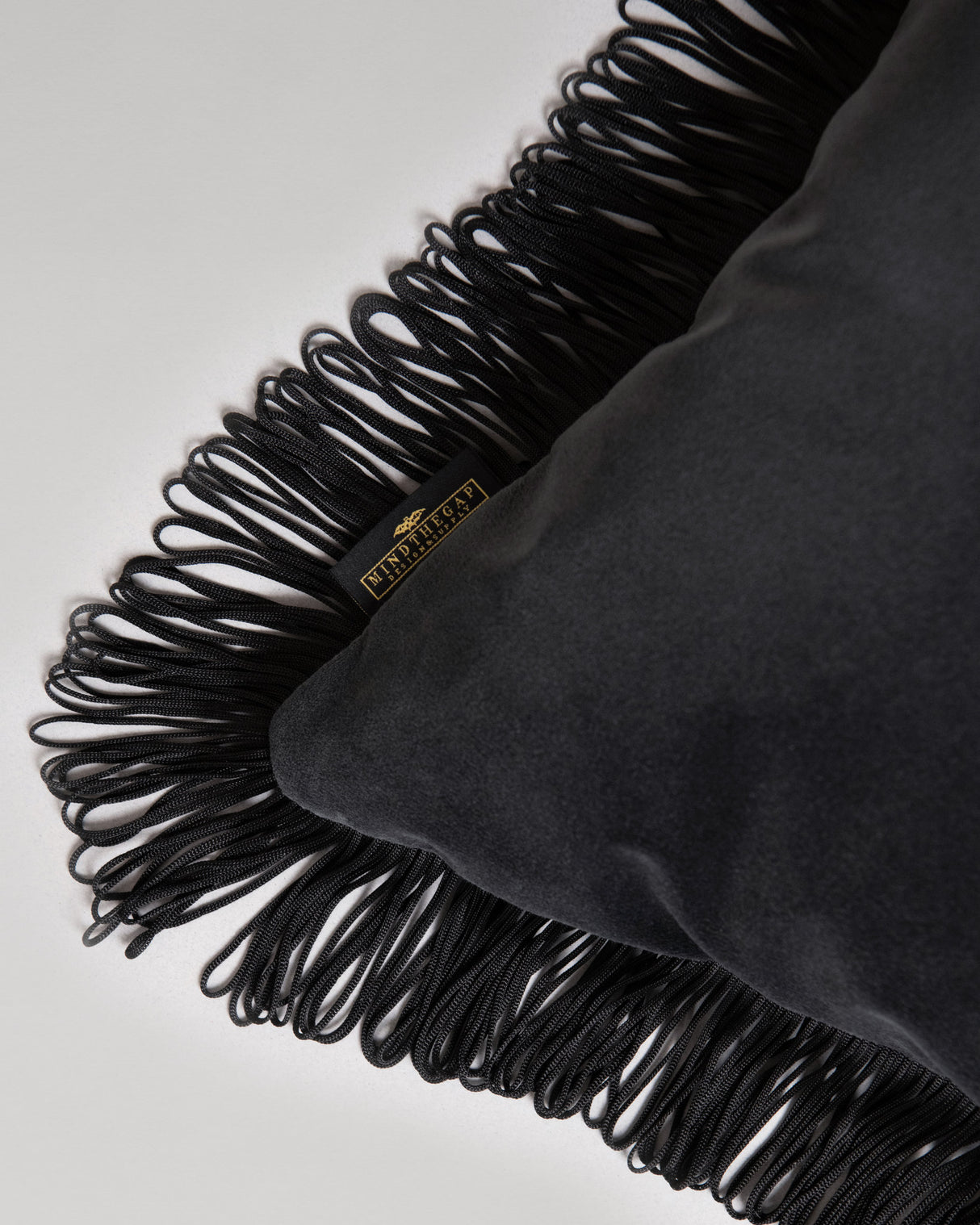 MindtheGap CHARCOAL Velvet Cushion - Contemporary Wallpaper Collection 2025