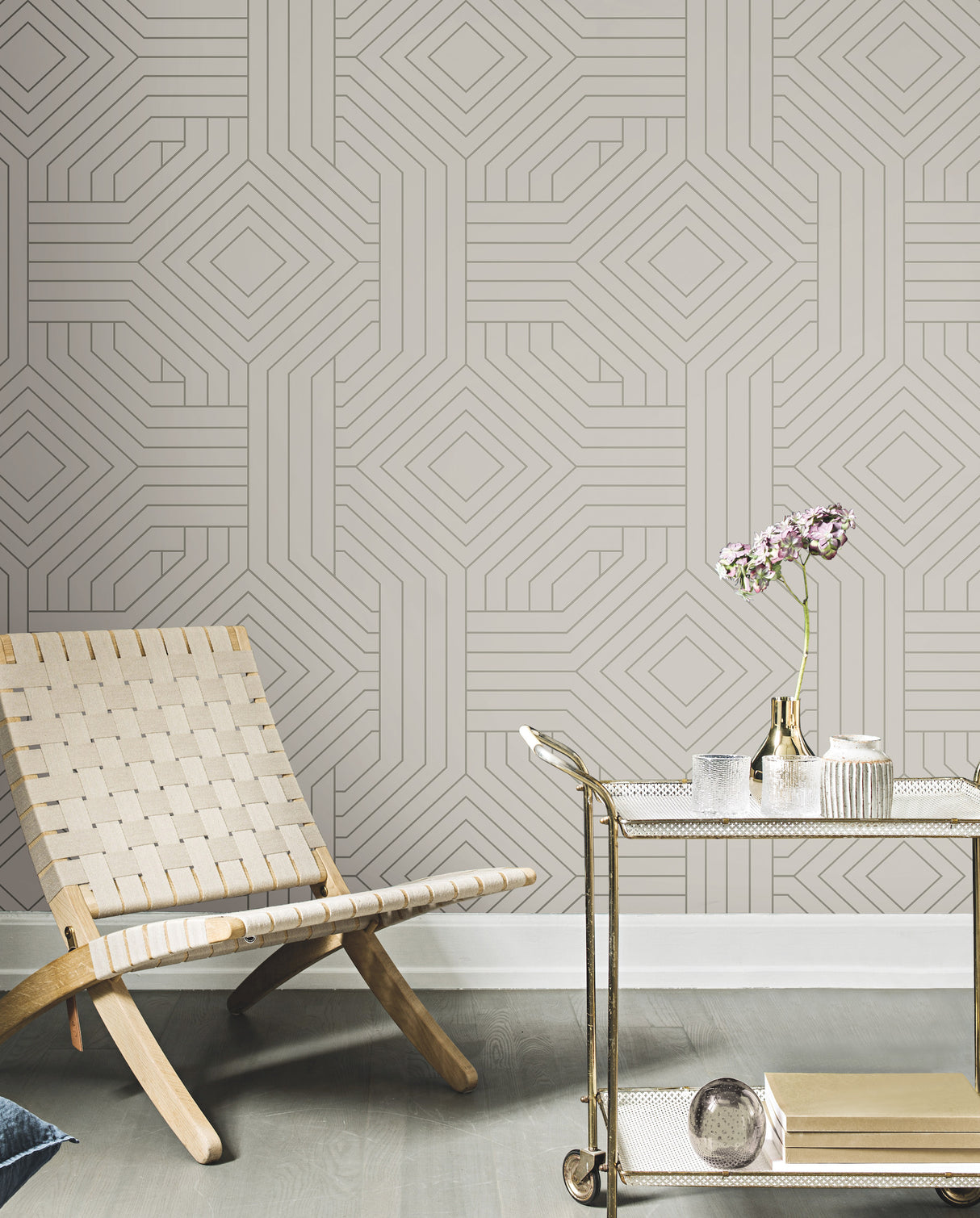 York CI2377 Diverging Diamonds Taupe Wallpaper