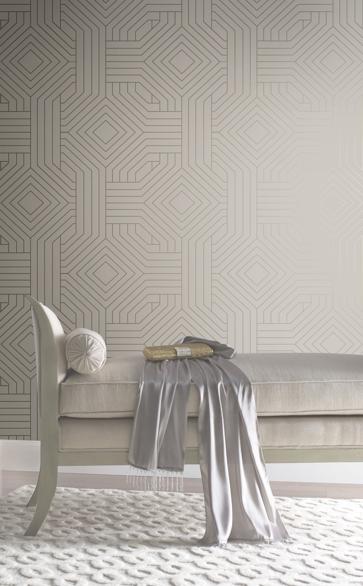 York CI2377 Diverging Diamonds Taupe Wallpaper