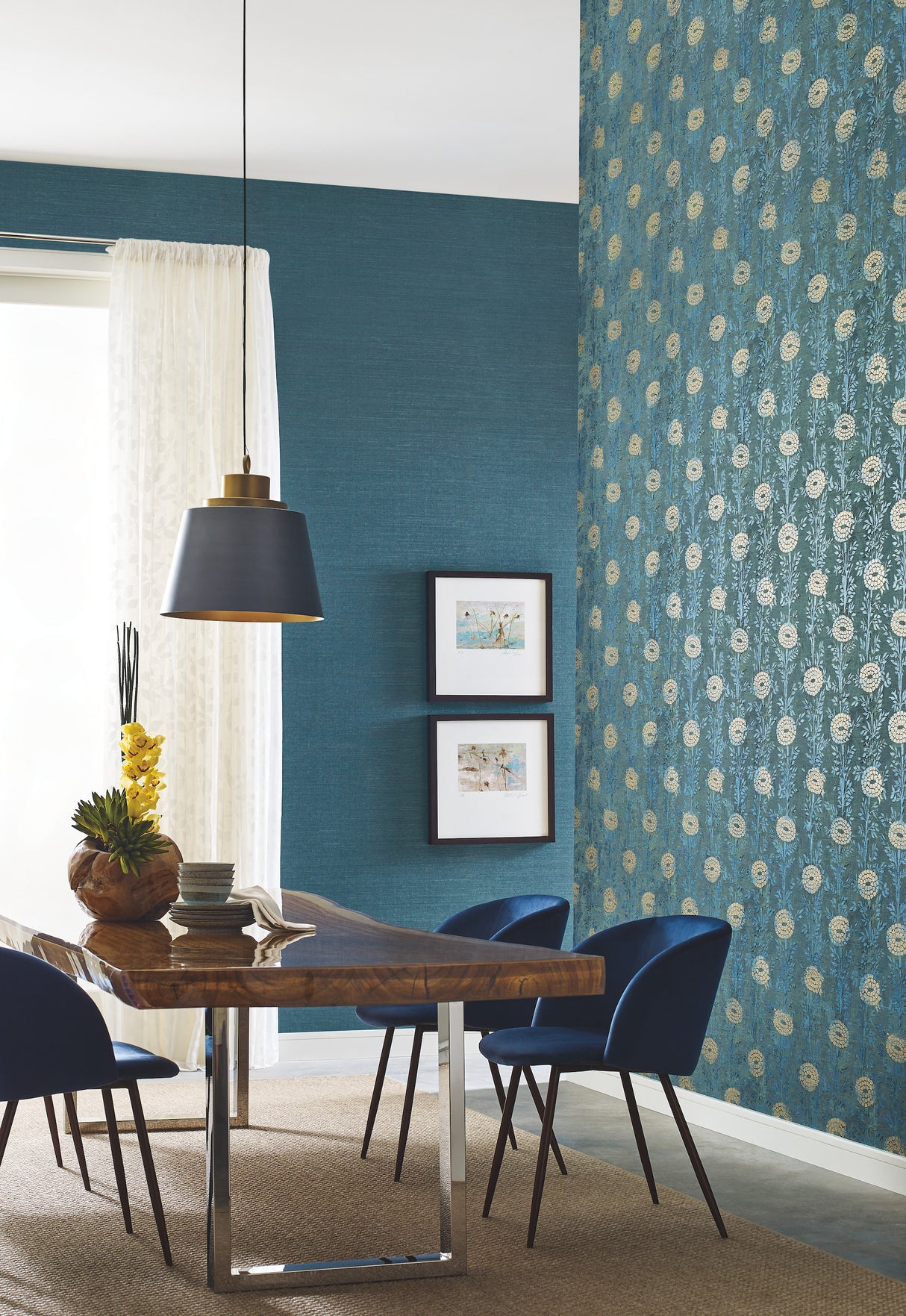 York CL1029 Sisal Twill Grasscloth Teal Wallpaper