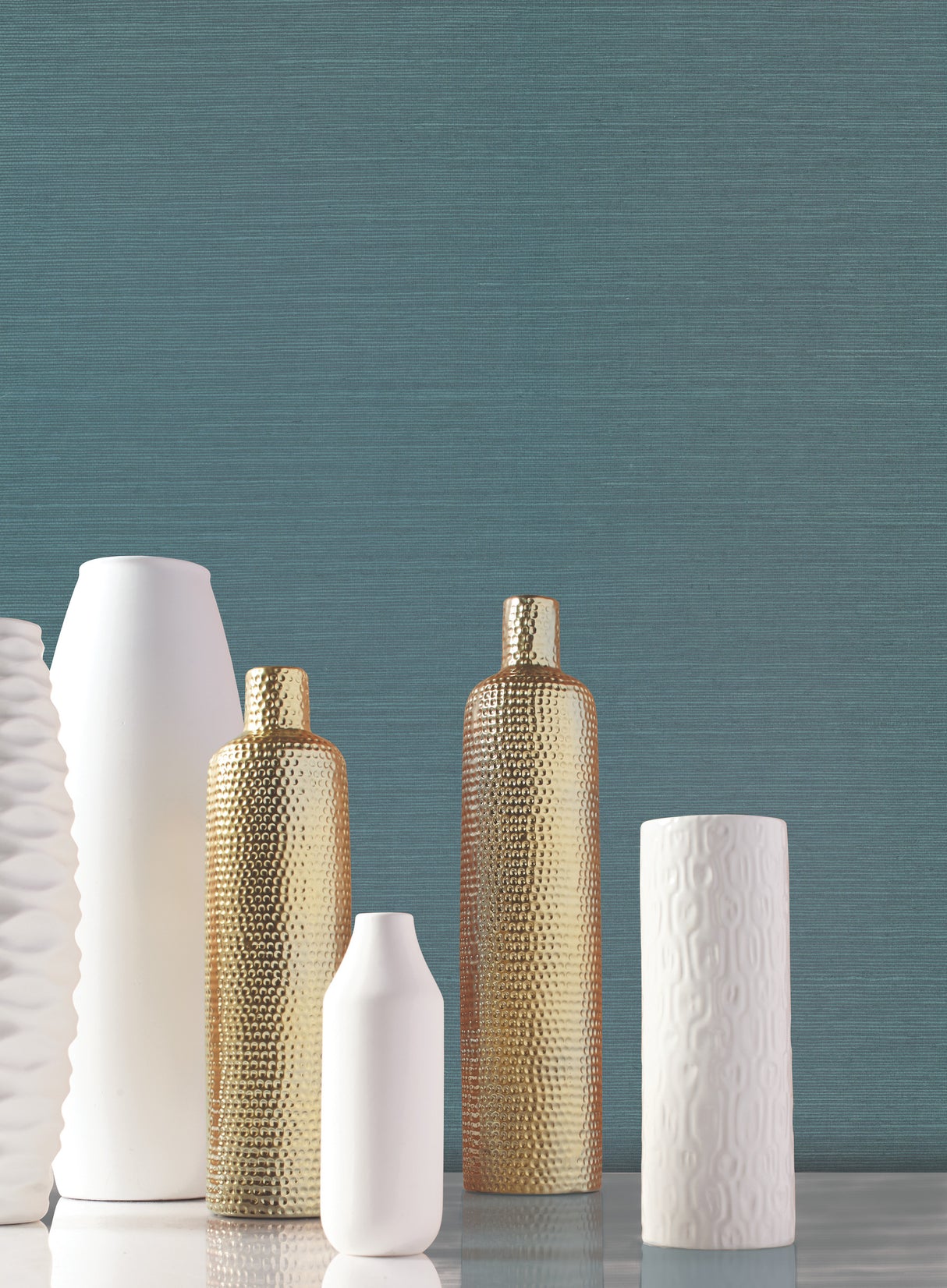 York CL1029 Sisal Twill Grasscloth Teal Wallpaper