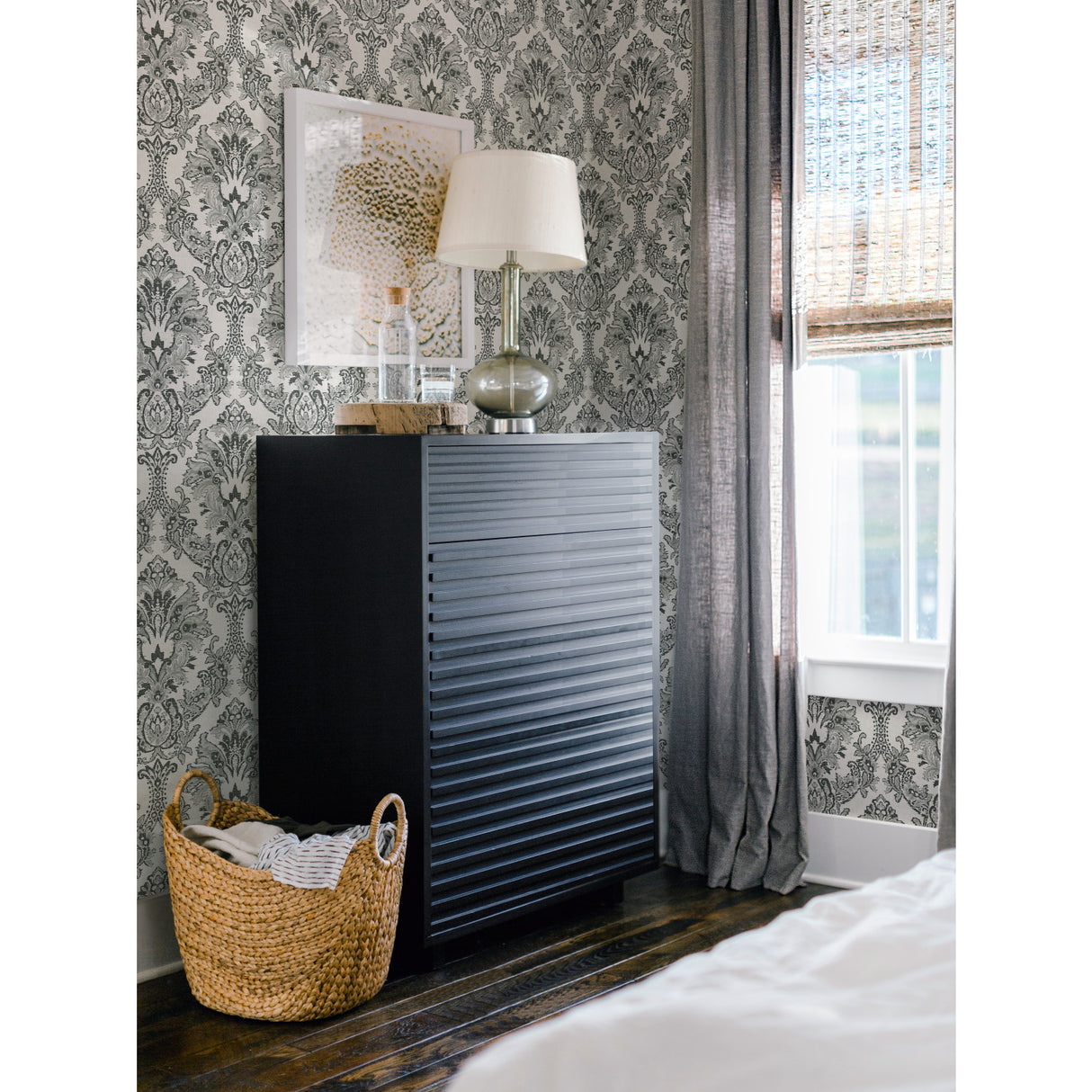 York CL2503 Bold Brocade Black Wallpaper