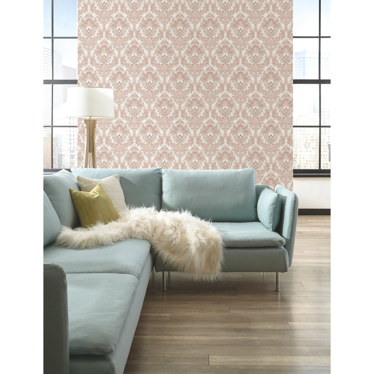 York CL2505 Bold Brocade Tan & Grey Wallpaper
