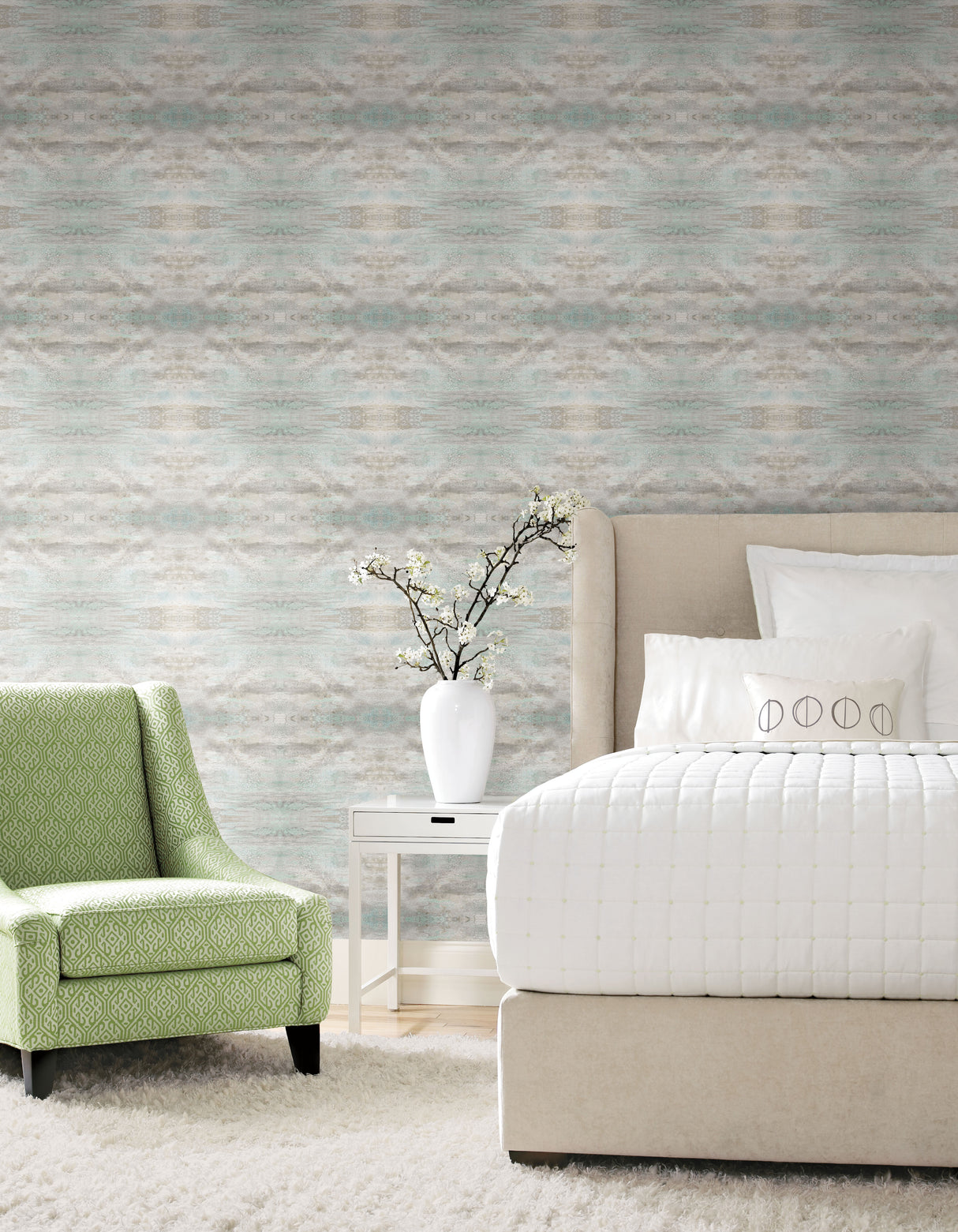 York CL2584 Serene Jewl Blue & Grey Wallpaper