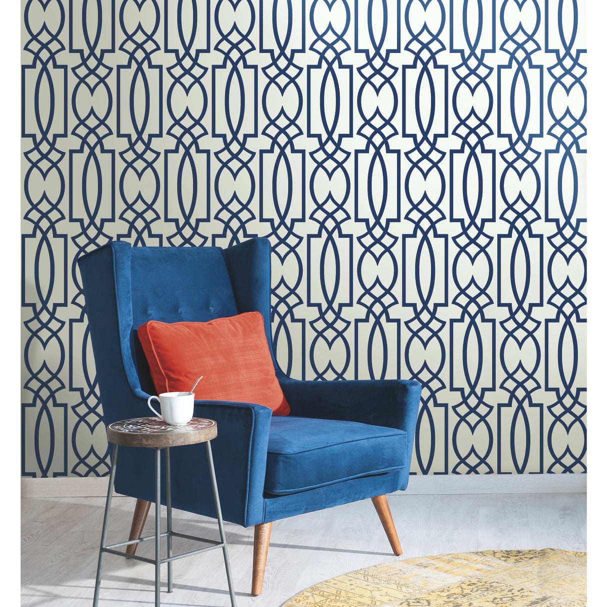 York CM2383 Large Lattice Blue Wallpaper