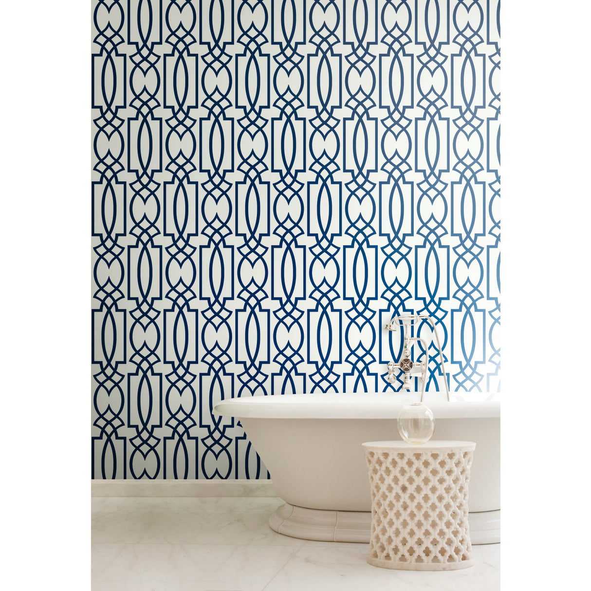 York CM2383 Large Lattice Blue Wallpaper