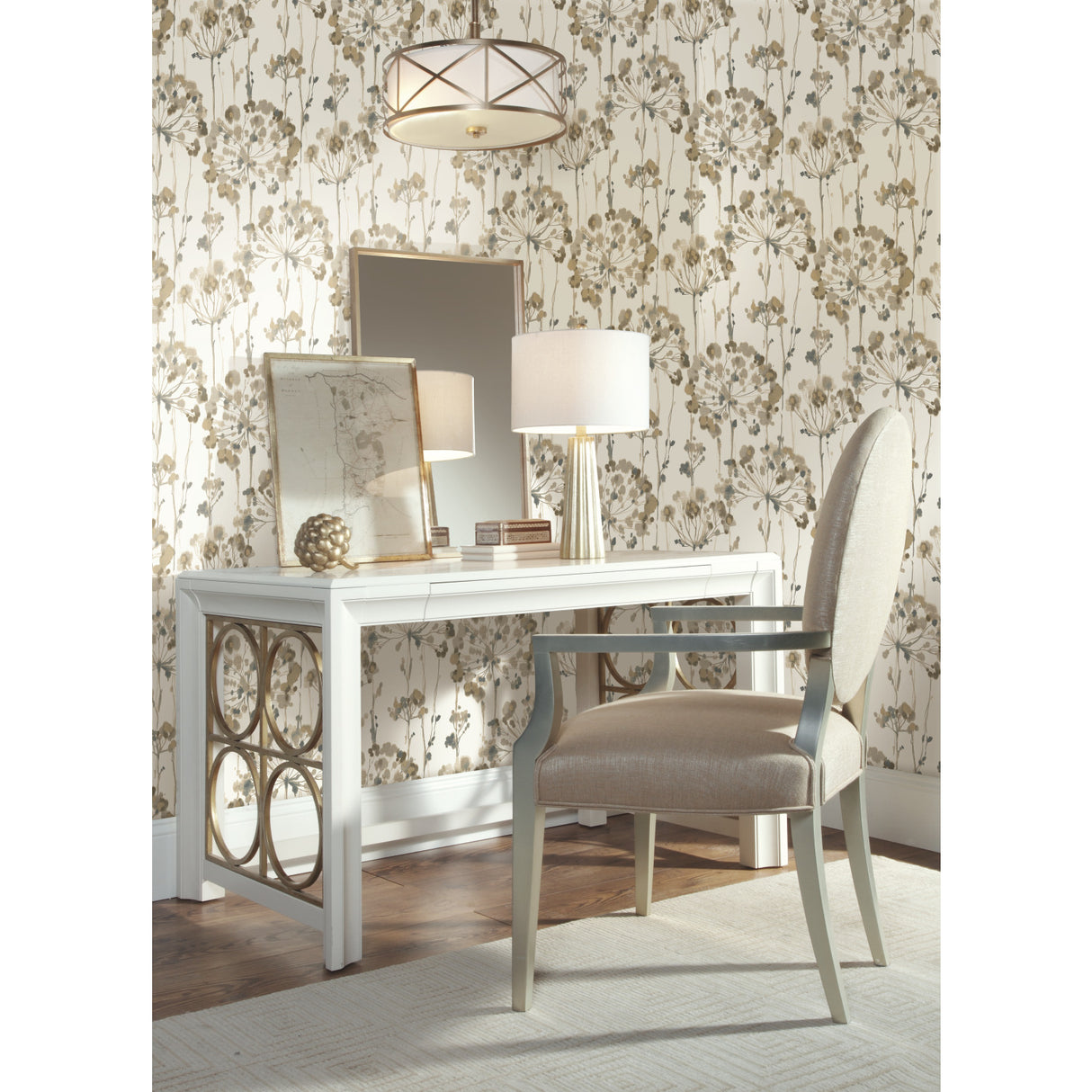 York CN2103 Flourish Taupe Metallic Wallpaper