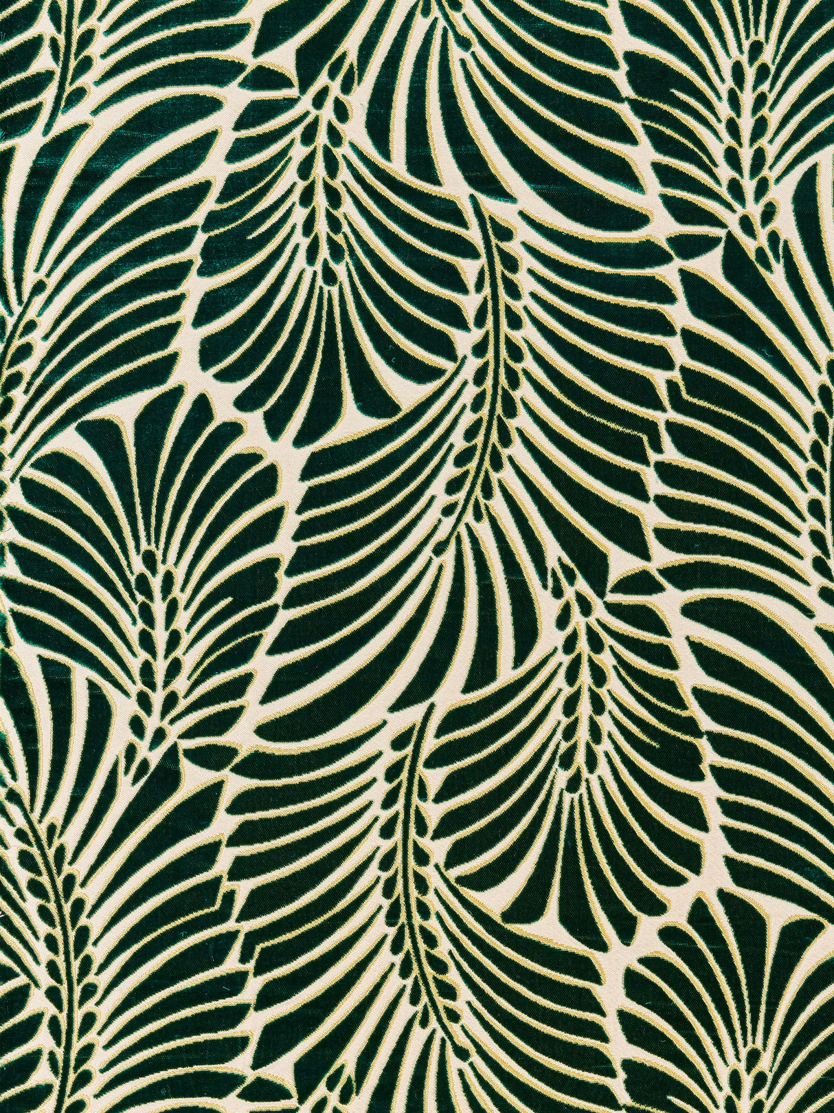 Scalamandre CN 00011523 VIRIDIAN PLUMES SILK VELVET Fabric - Eade's Wallpaper