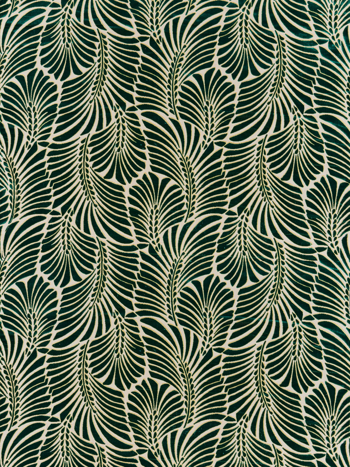 Scalamandre CN 00011523 VIRIDIAN PLUMES SILK VELVET Fabric - Eade's Wallpaper