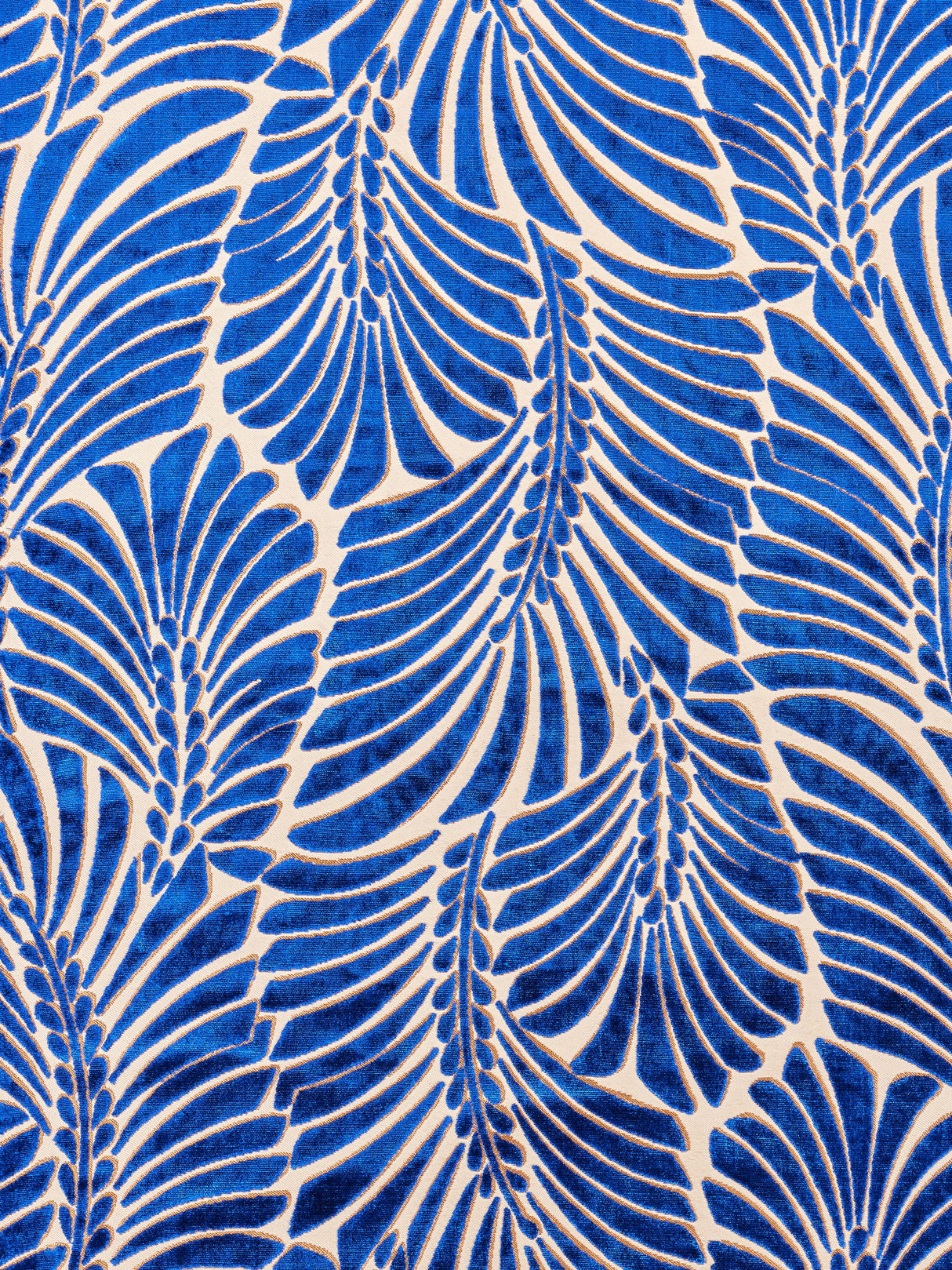 Scalamandre CN 00021523 SAPPHIRE PLUMES SILK VELVET Fabric - Eade's Wallpaper