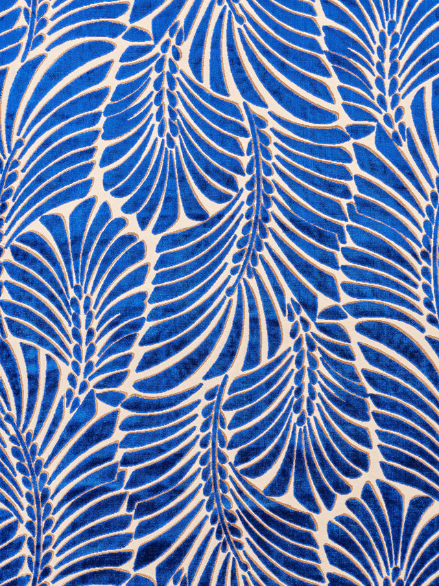 Scalamandre CN 00021523 SAPPHIRE PLUMES SILK VELVET Fabric - Eade's Wallpaper
