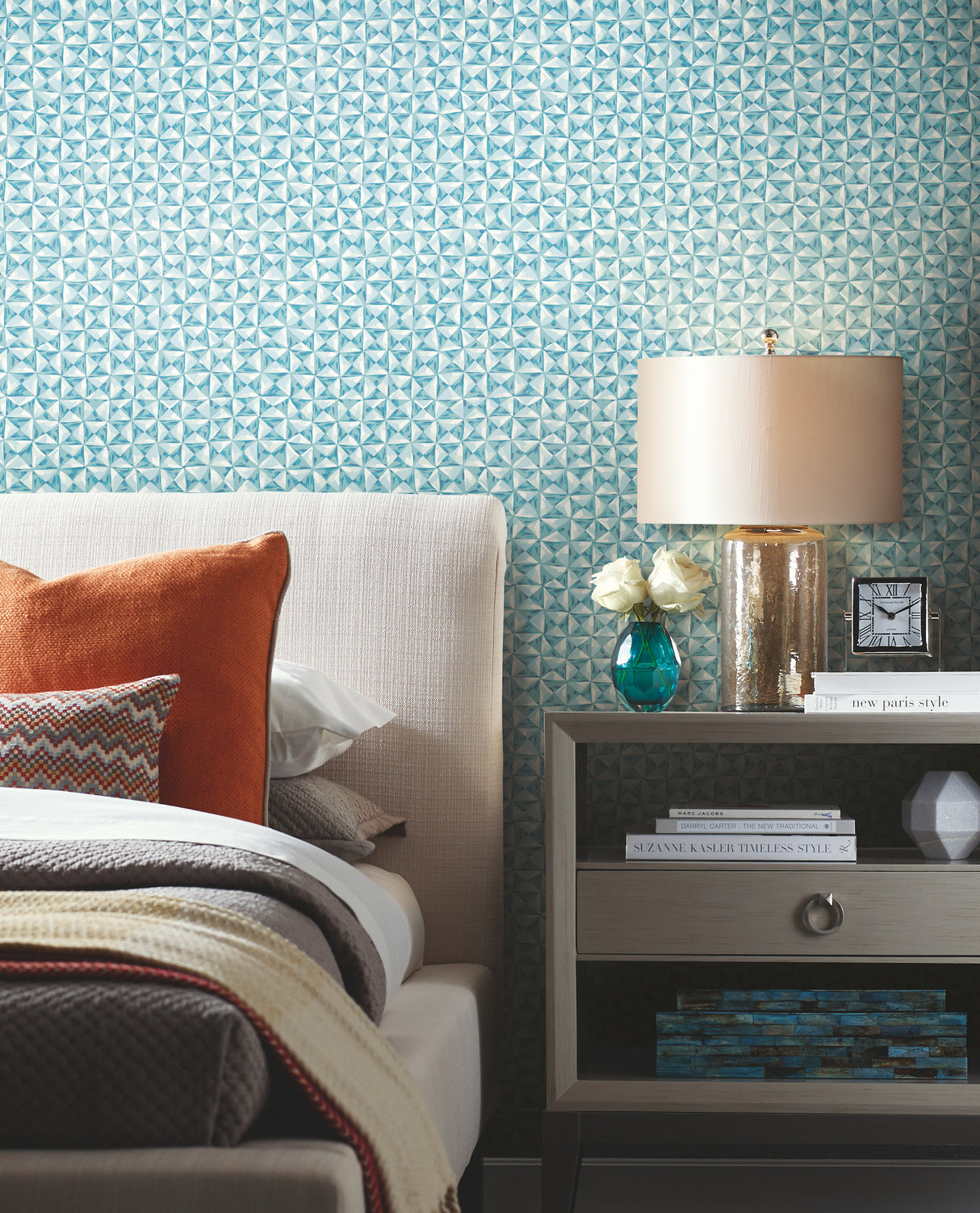 York CP1218 Teal Bijou Wallpaper