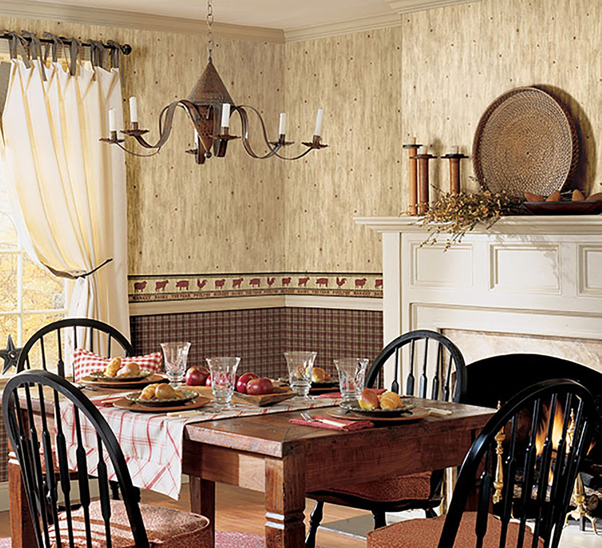 Chesapeake CTR09163 Gunner Brick Heritage Plaid Wallpaper