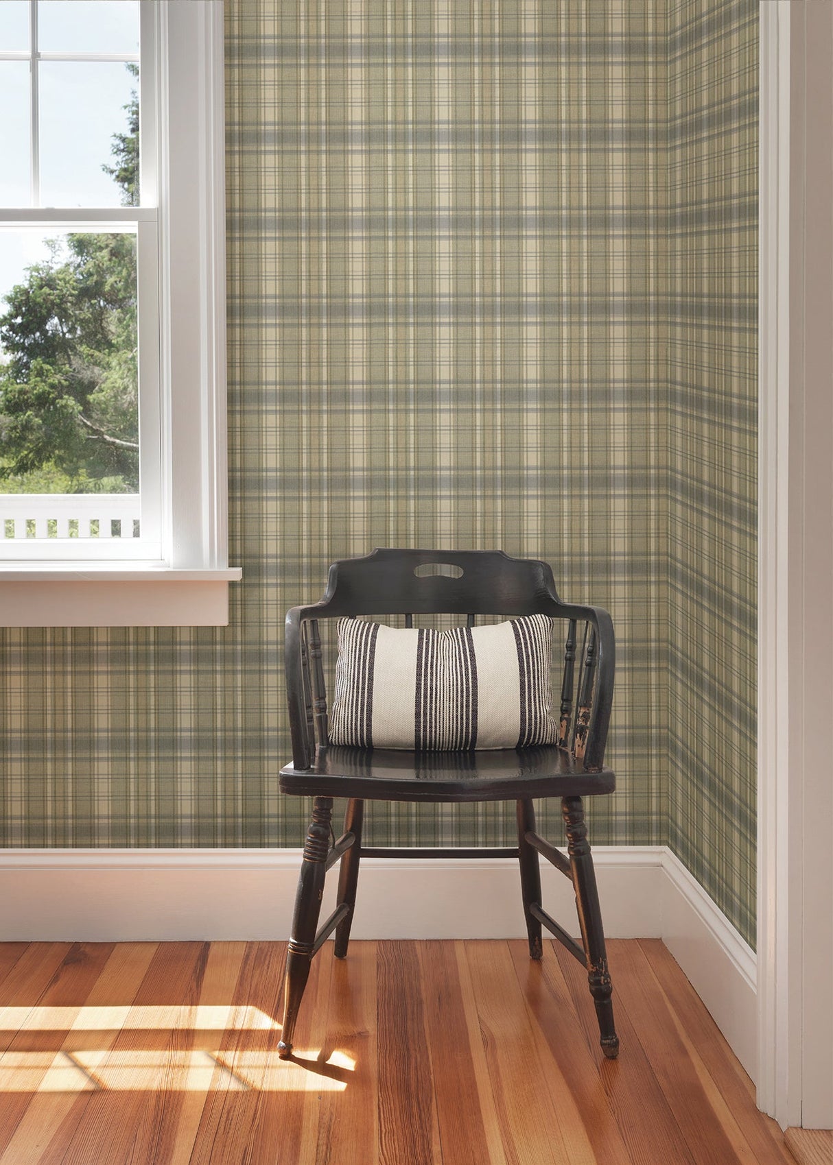 Chesapeake CTR130419 Delaney Sky Sunny Plaid Wallpaper