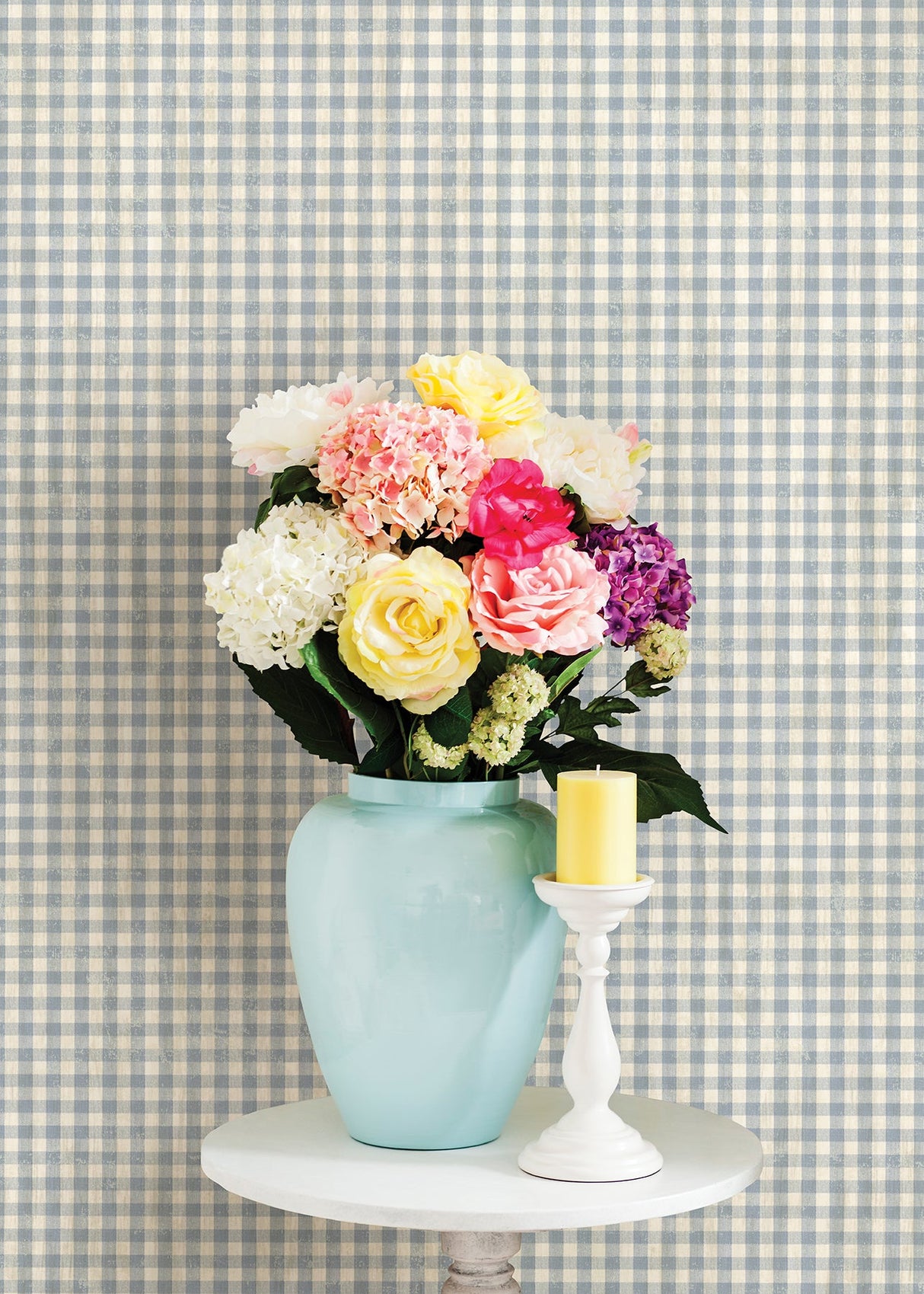 Chesapeake CTR44013 Greer Blue Gingham Check Wallpaper