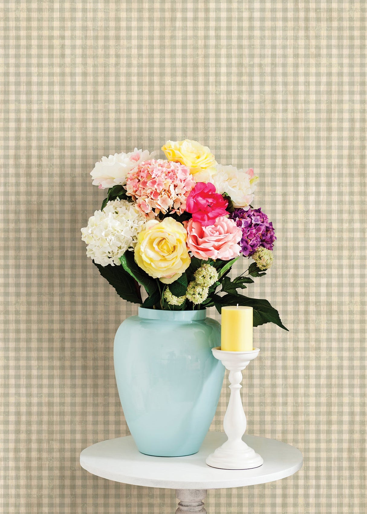 Chesapeake CTR44014 Greer Aqua Gingham Check Wallpaper