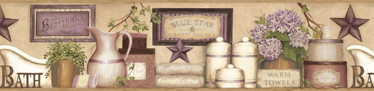 Chesapeake CTR63103B Martha Violet Country Bath Border