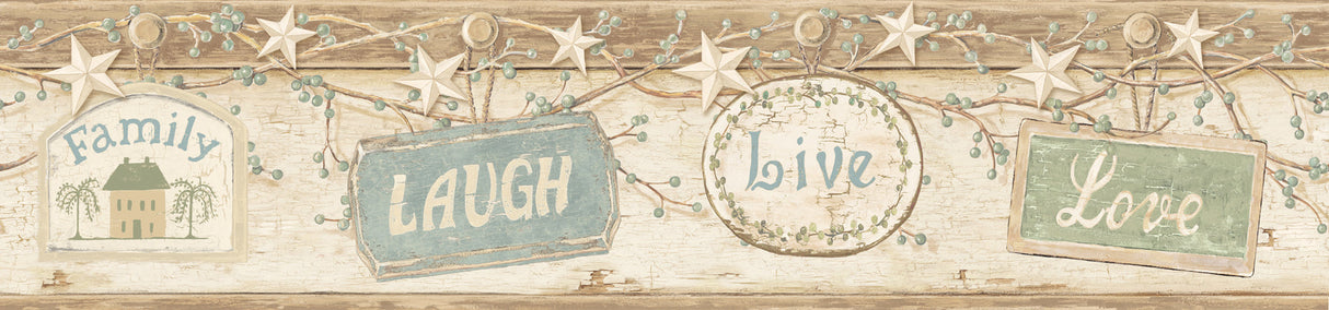 Chesapeake CTR63153B Kinsey Cream Live Laugh Love Border