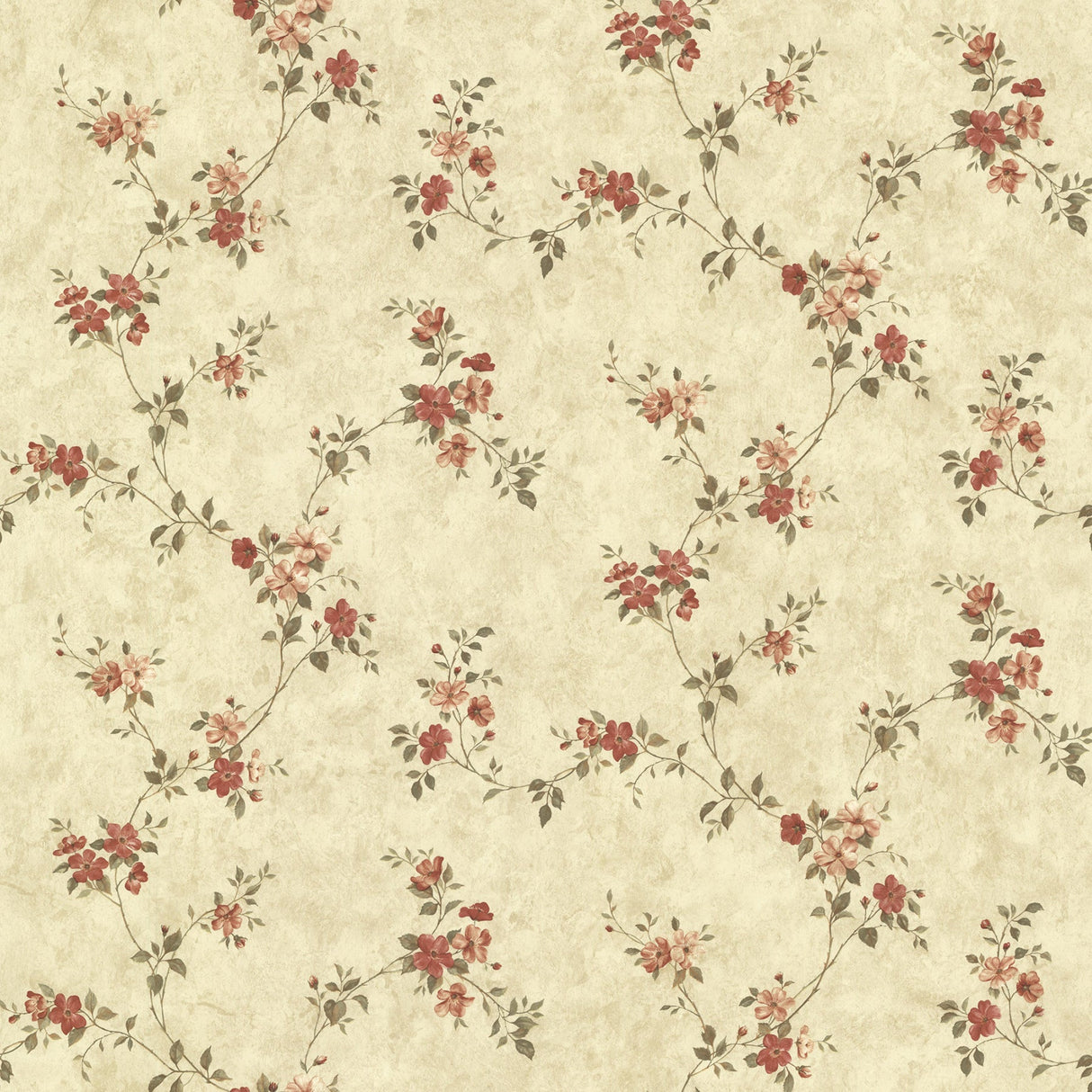 Chesapeake CTR64192 Rose Valley Red Floral Trail Wallpaper