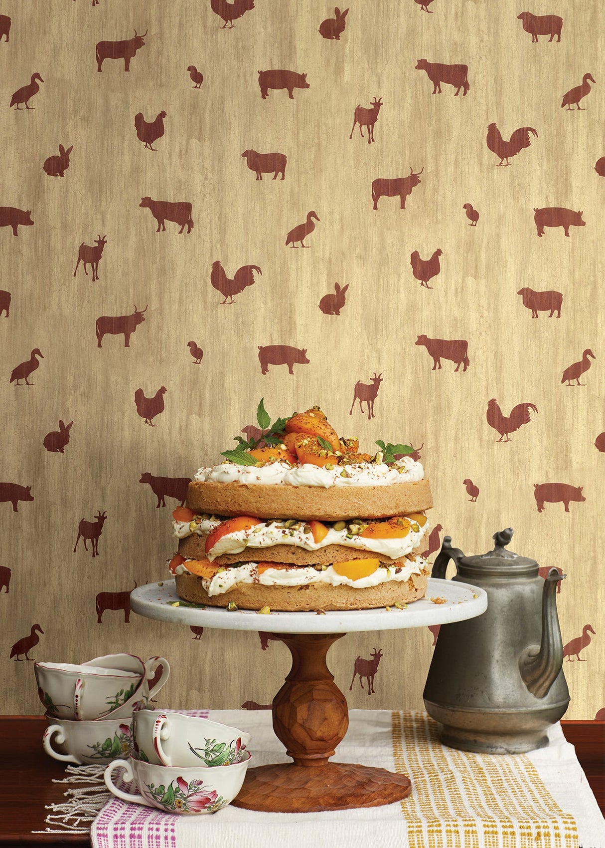 Chesapeake CTR64251 Farnhan Brick Animal Toss Wallpaper