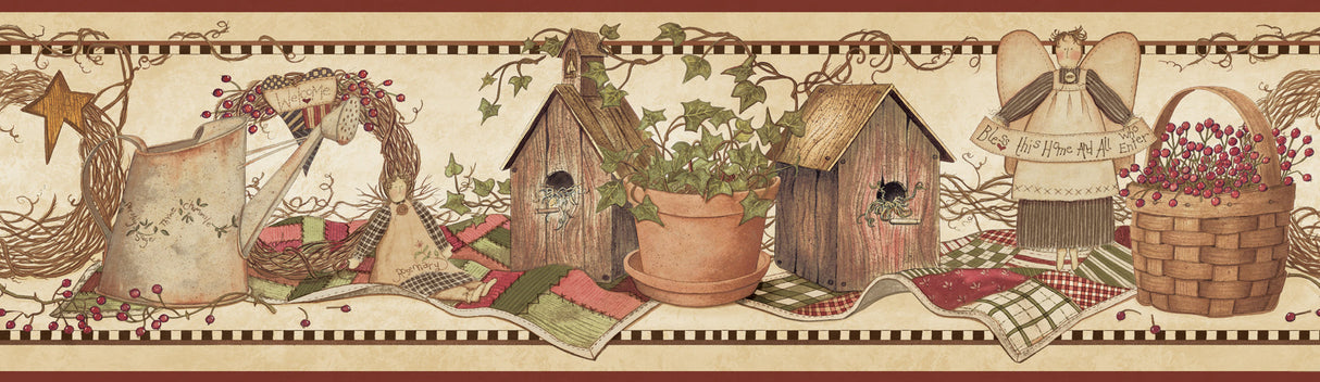 Chesapeake CTR65422B Marlene Burgundy Angels & Ivy Border