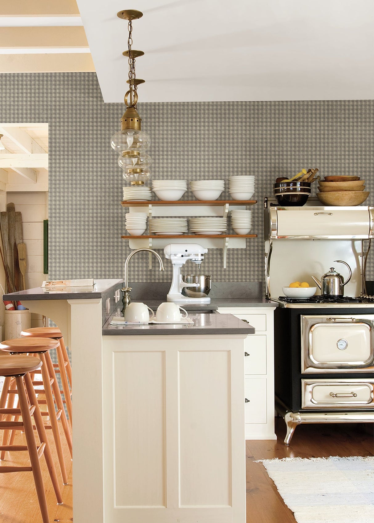 Chesapeake CTR66308 Sadie Grey Cottage Plaid Wallpaper