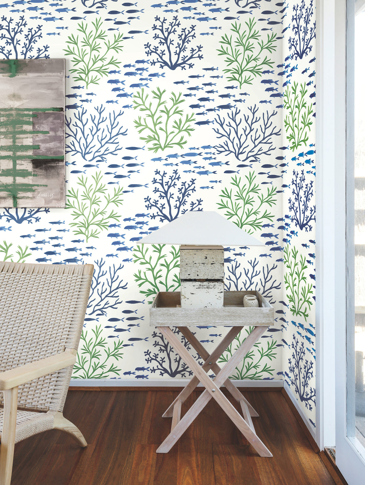 York CV4404 Marine Garden Green & Blue Wallpaper