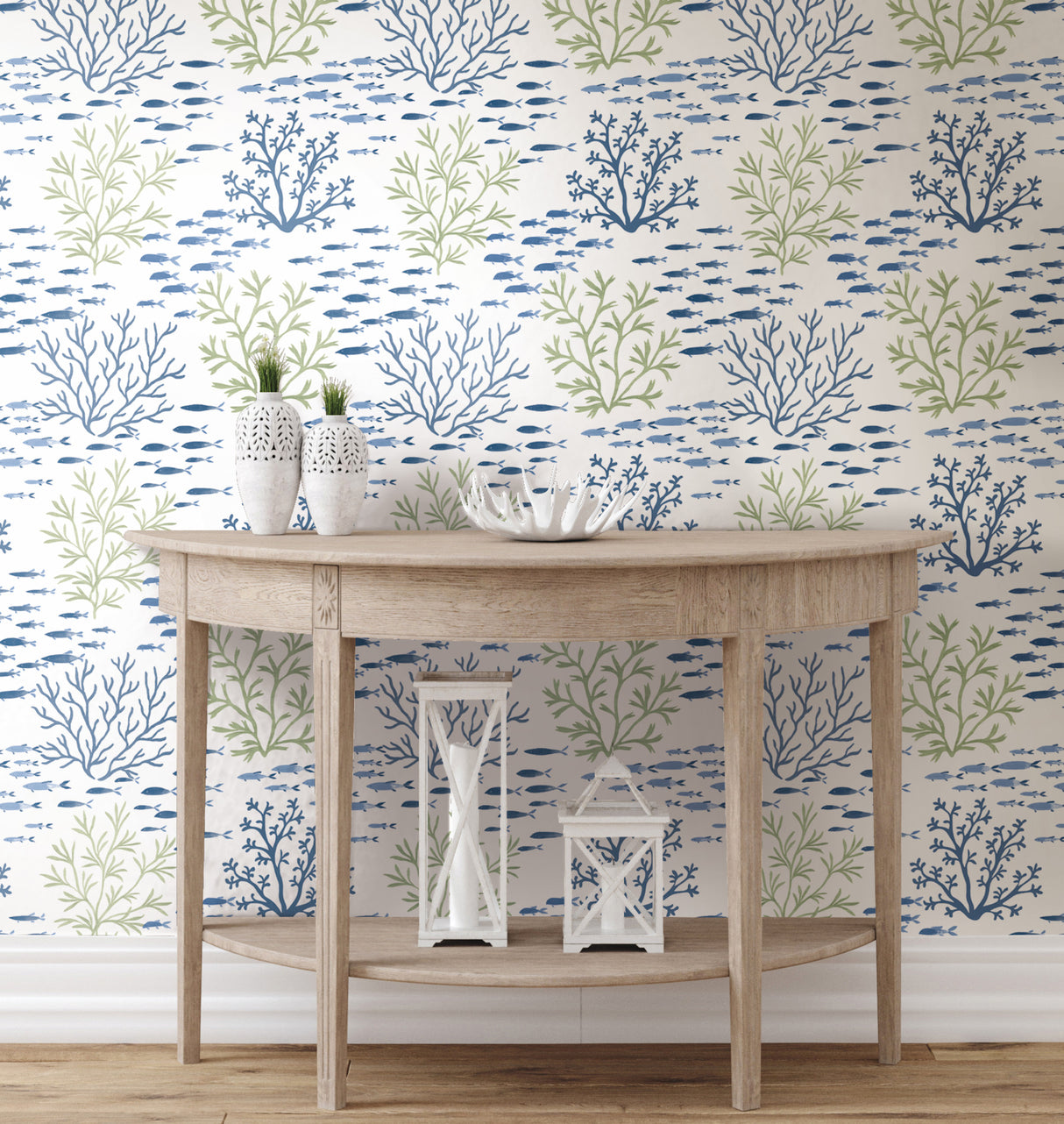 York CV4404 Marine Garden Green & Blue Wallpaper