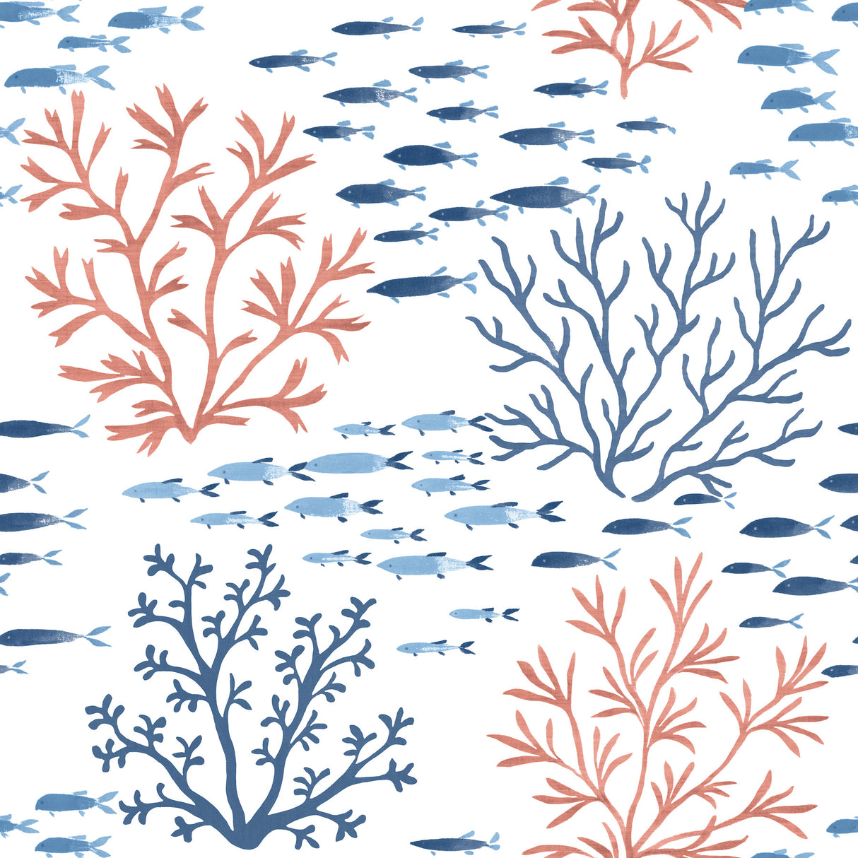 York CV4405 Marine Garden Coral & Navy Wallpaper