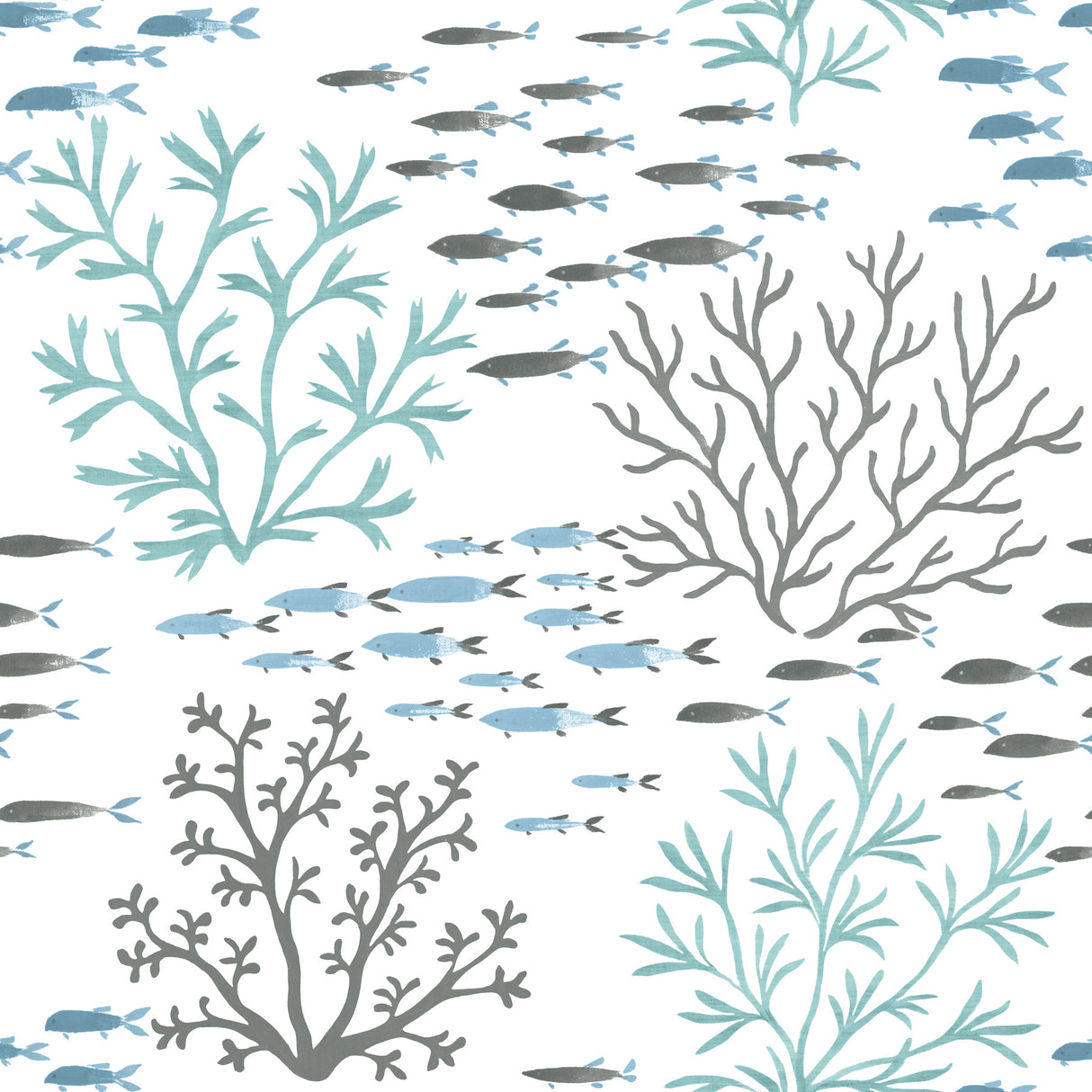 York CV4406 Marine Garden Blue & Brown Wallpaper