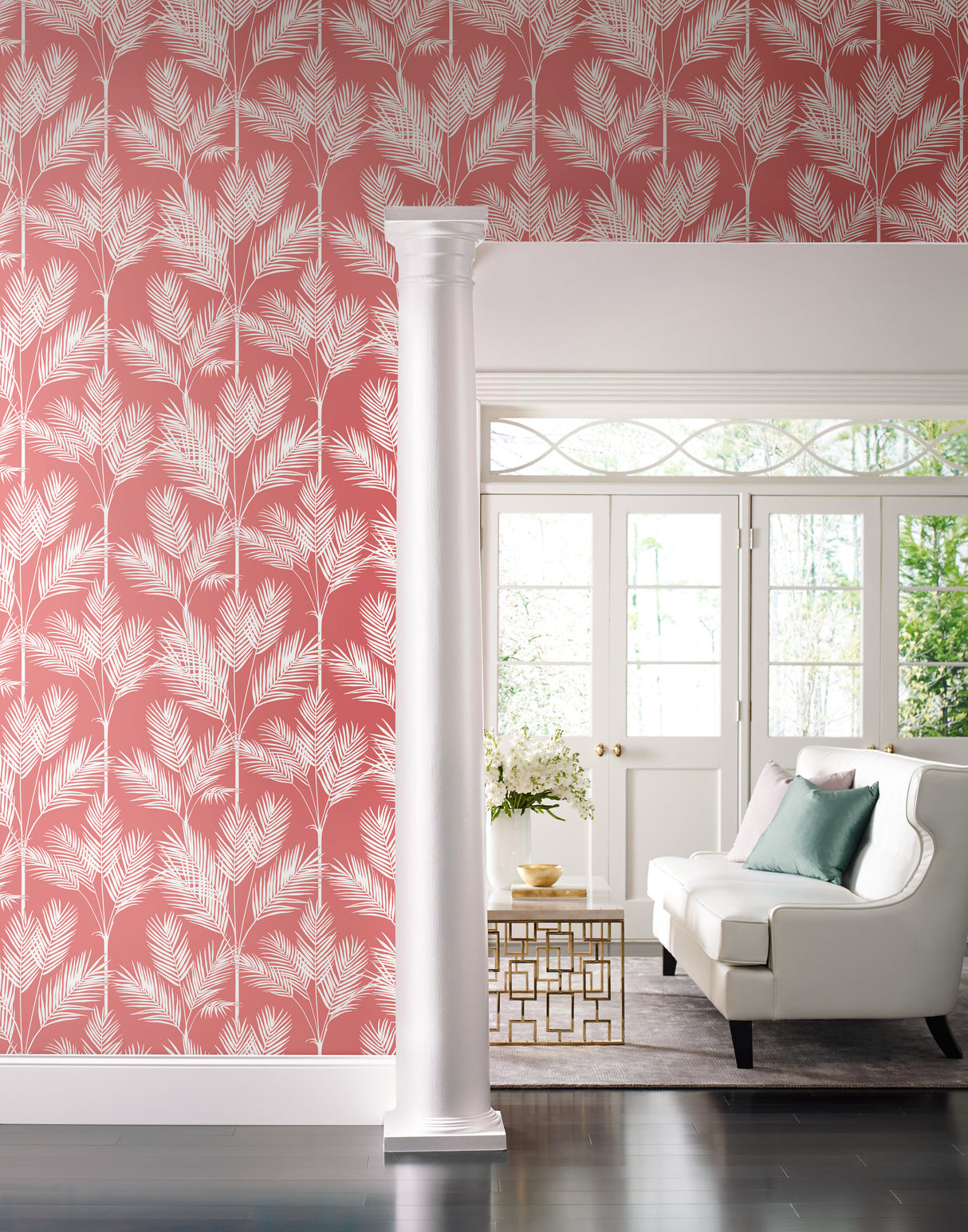 York CV4407 King Palm Silhouette Coral Wallpaper