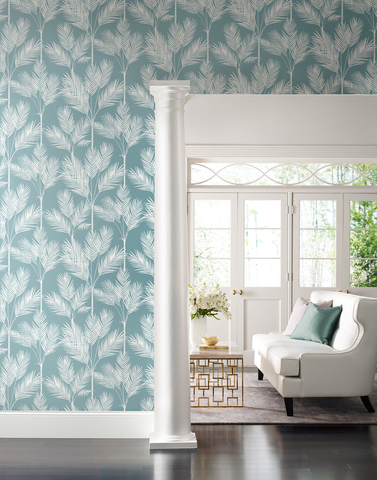 York CV4408 King Palm Silhouette Blue Wallpaper
