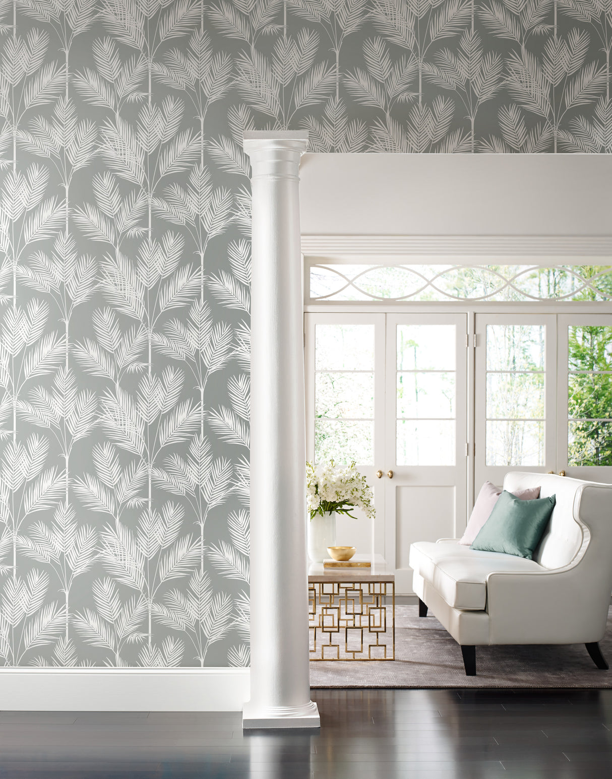York CV4412 King Palm Silhouette Grey Wallpaper