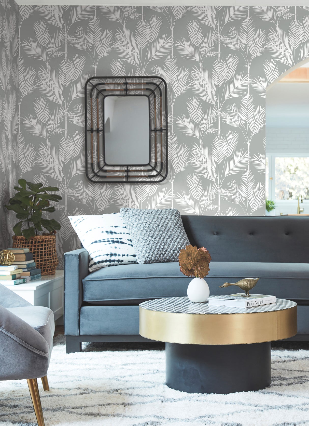 York CV4412 King Palm Silhouette Grey Wallpaper