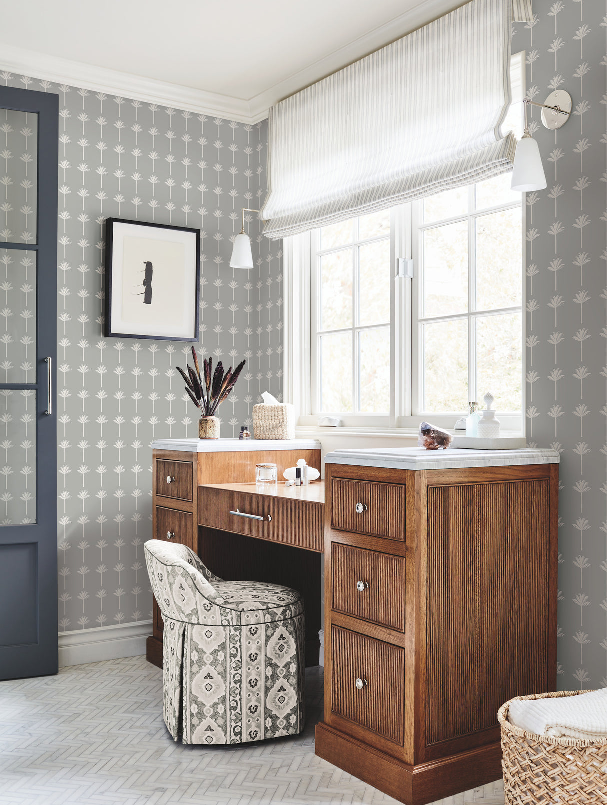 York CV4421 Palm Bay Grey Wallpaper