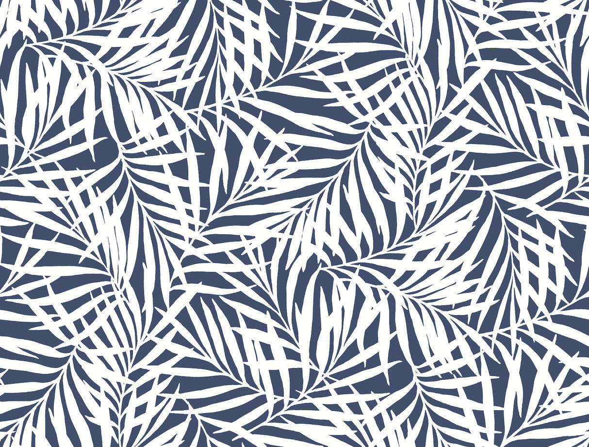 York CV4432 Oahu Fronds Navy & White Wallpaper