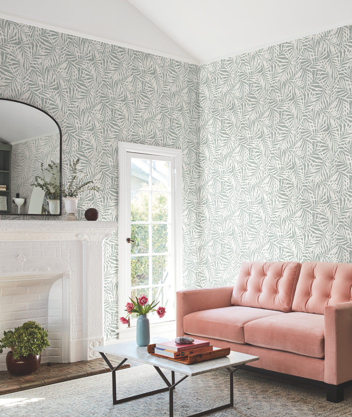 York CV4434 Oahu Fronds Light Green & White Wallpaper