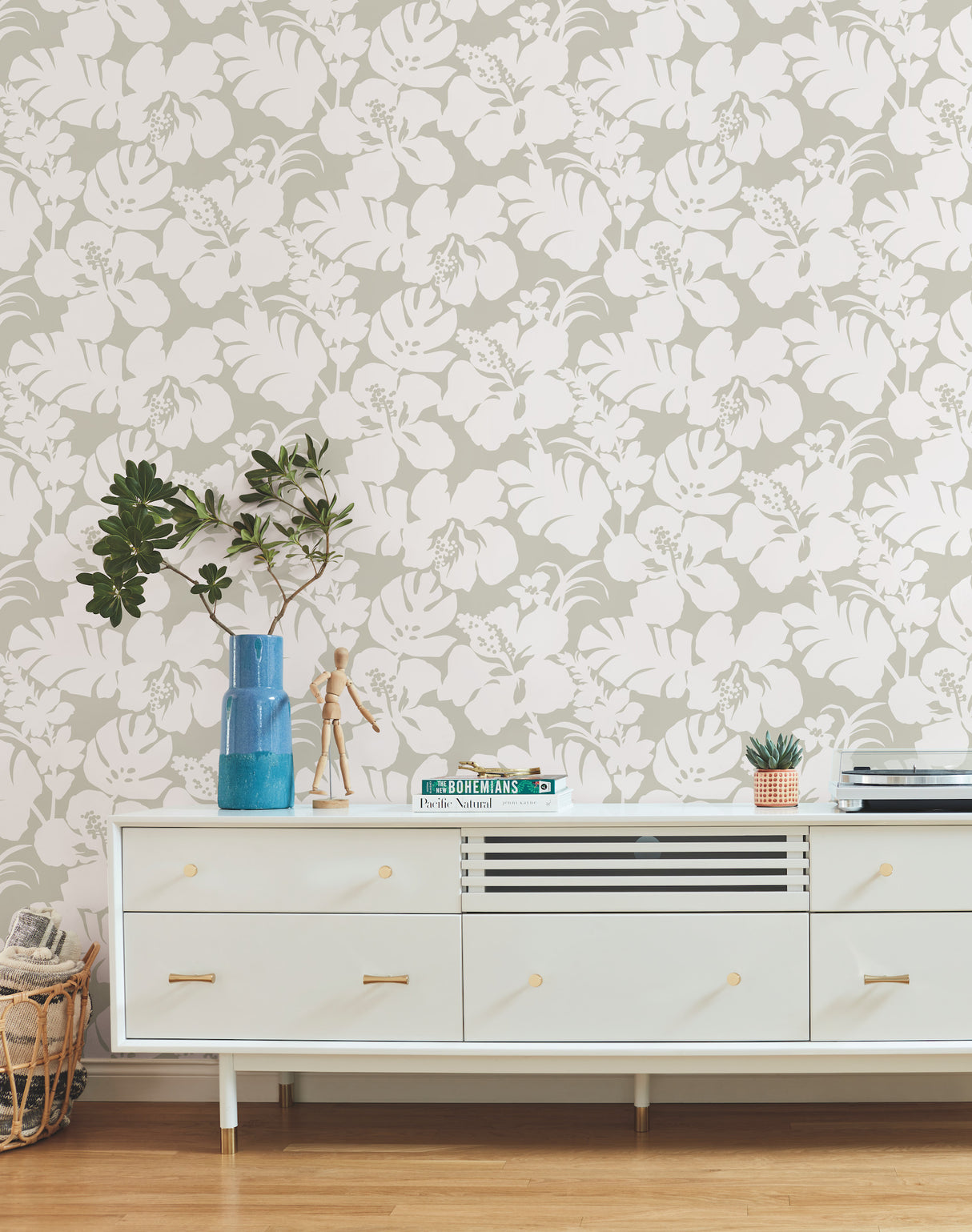 York CV4438 Hibiscus Arboretum Cream Wallpaper