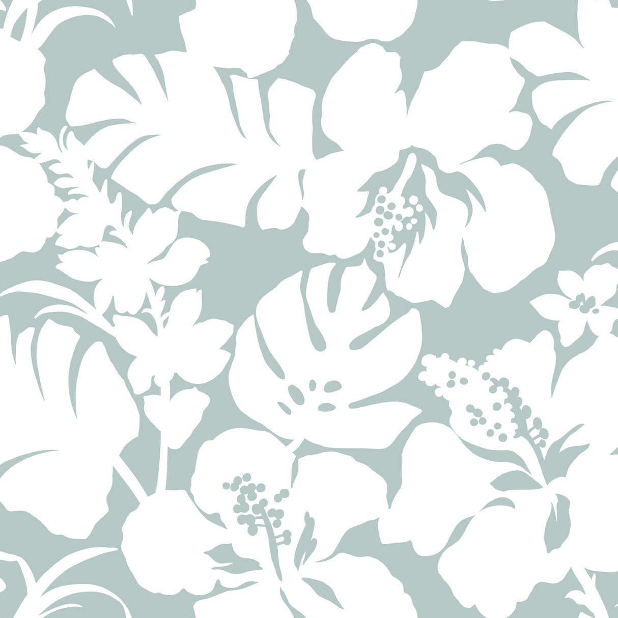 York CV4439 Hibiscus Arboretum Light Grey Wallpaper