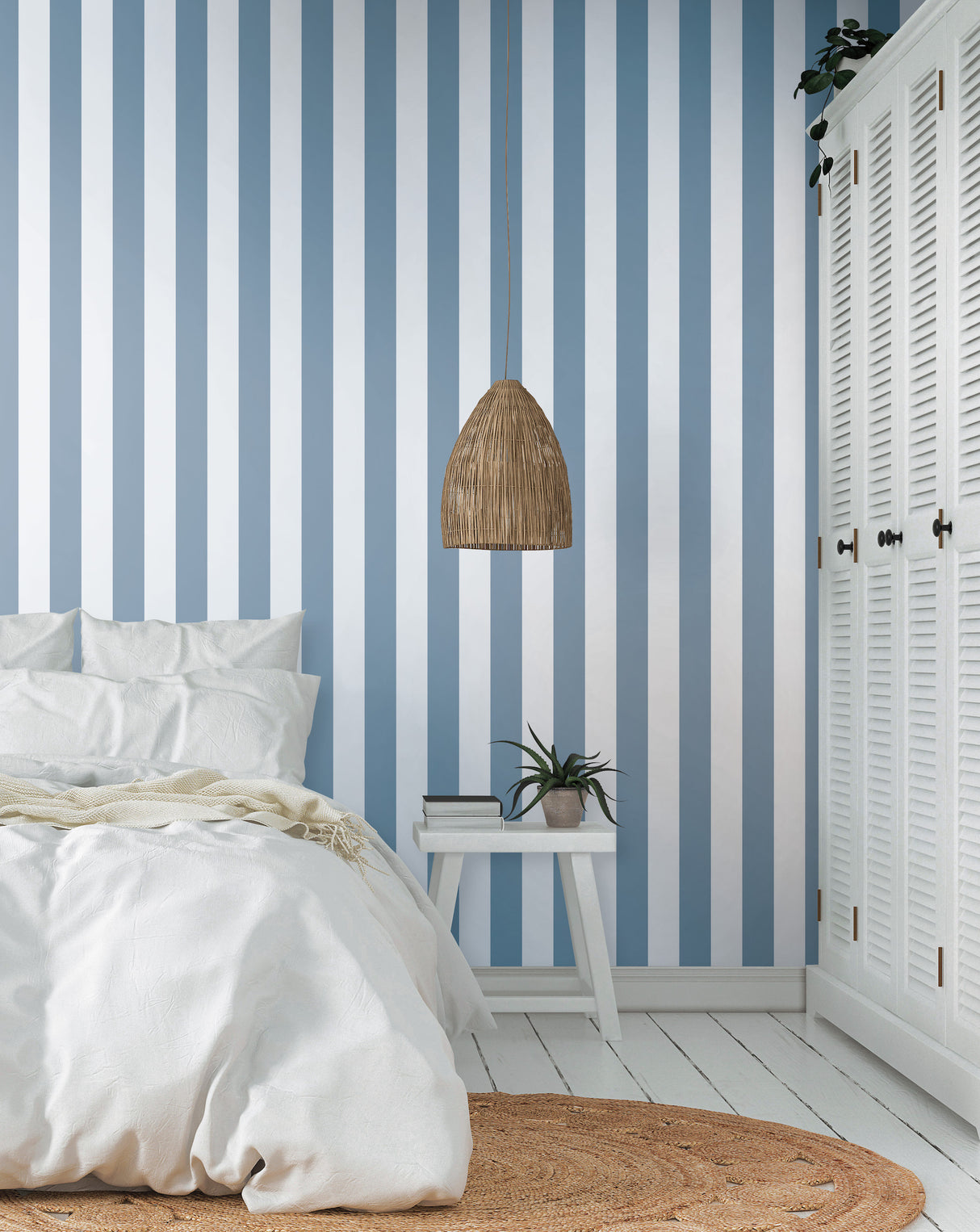 York CV4443 Awning Stripe Blue Wallpaper