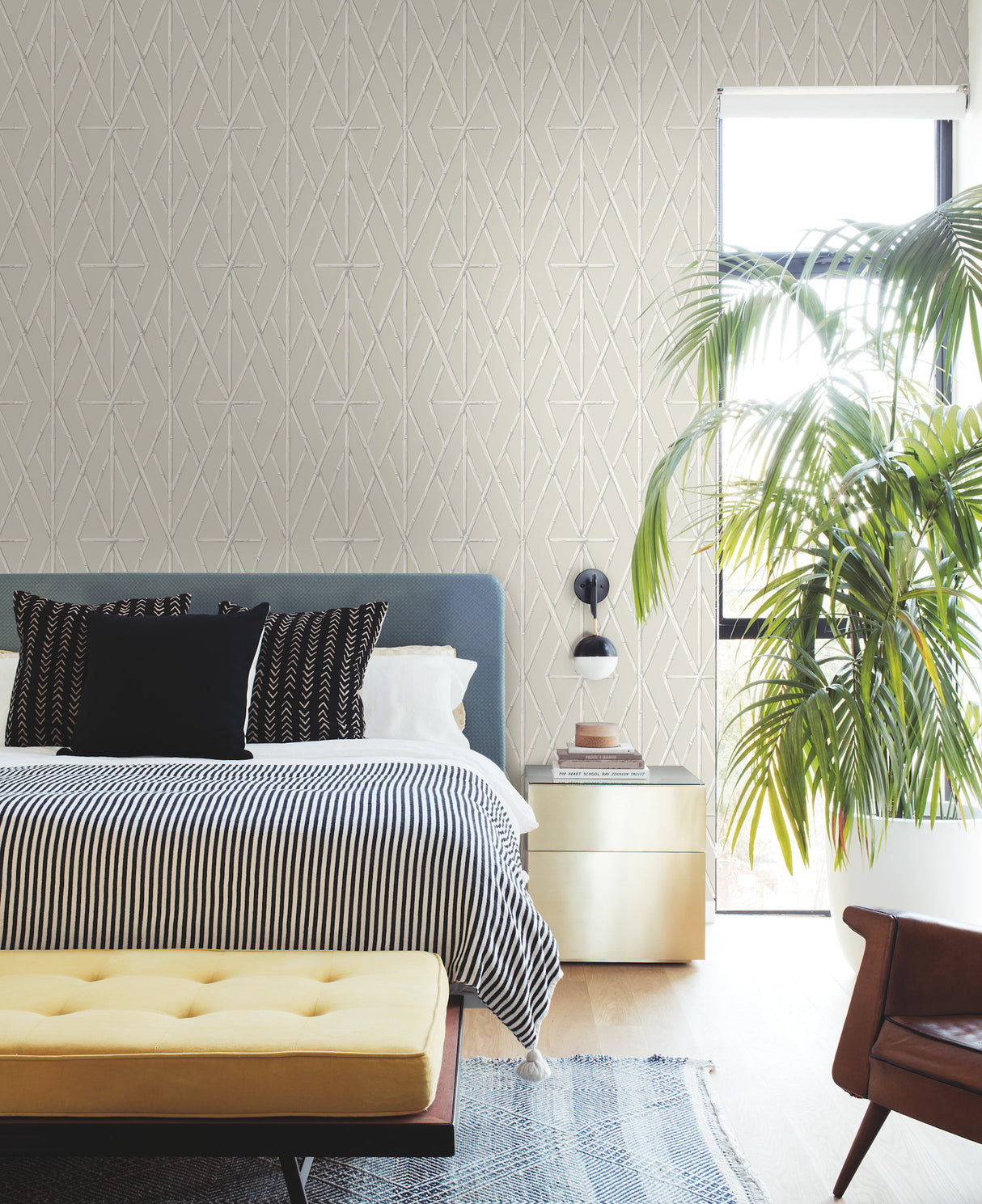York CV4450 Riviera Bamboo Trellis Cream Wallpaper