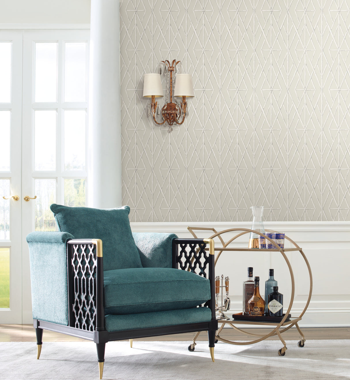 York CV4450 Riviera Bamboo Trellis Cream Wallpaper