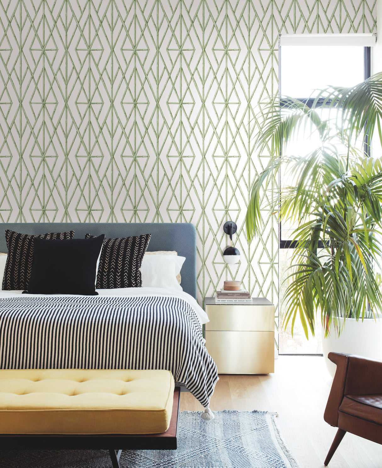 York CV4451 Riviera Bamboo Trellis Green Wallpaper