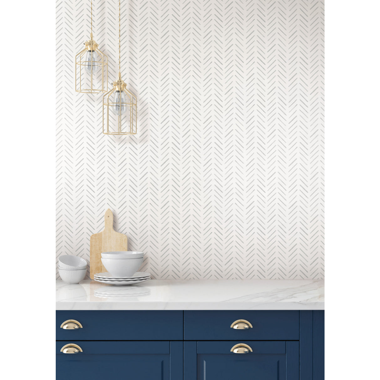 York CV4453 Painted Herringbone Grey Wallpaper