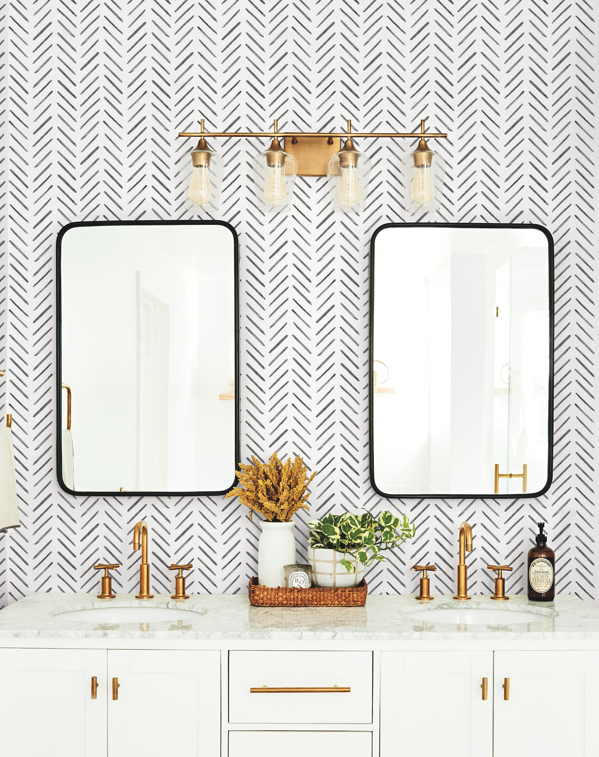 York CV4454 Painted Herringbone Black Wallpaper