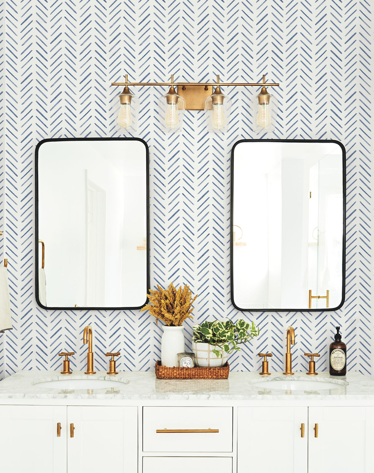 York CV4455 Painted Herringbone Navy Wallpaper