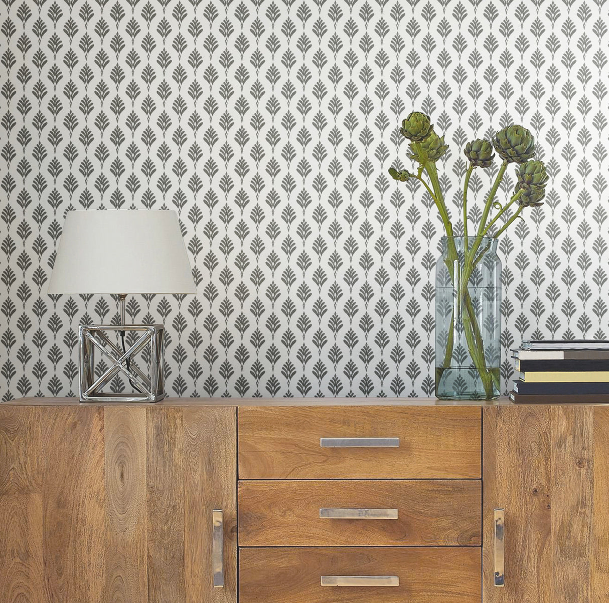 York CV4457 French Scallop Grey Wallpaper