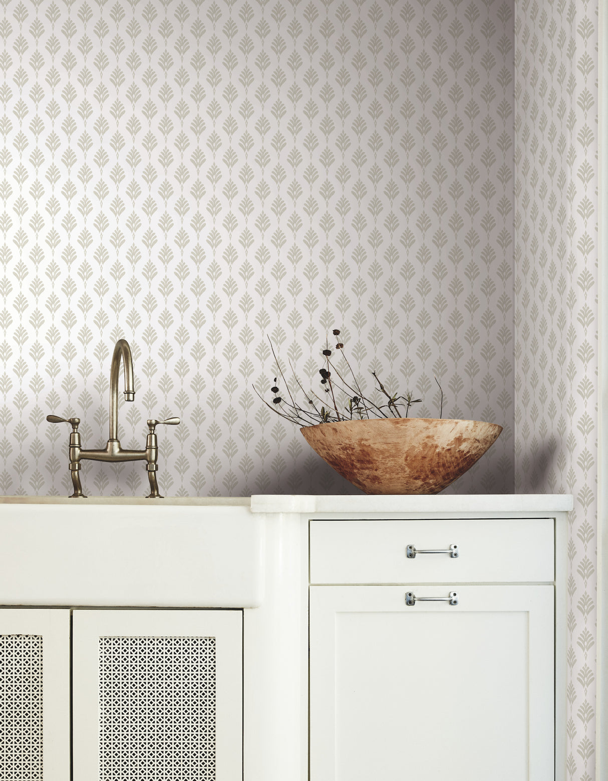 York CV4458 French Scallop Off White Wallpaper