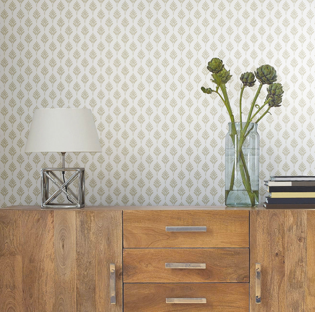 York CV4458 French Scallop Off White Wallpaper